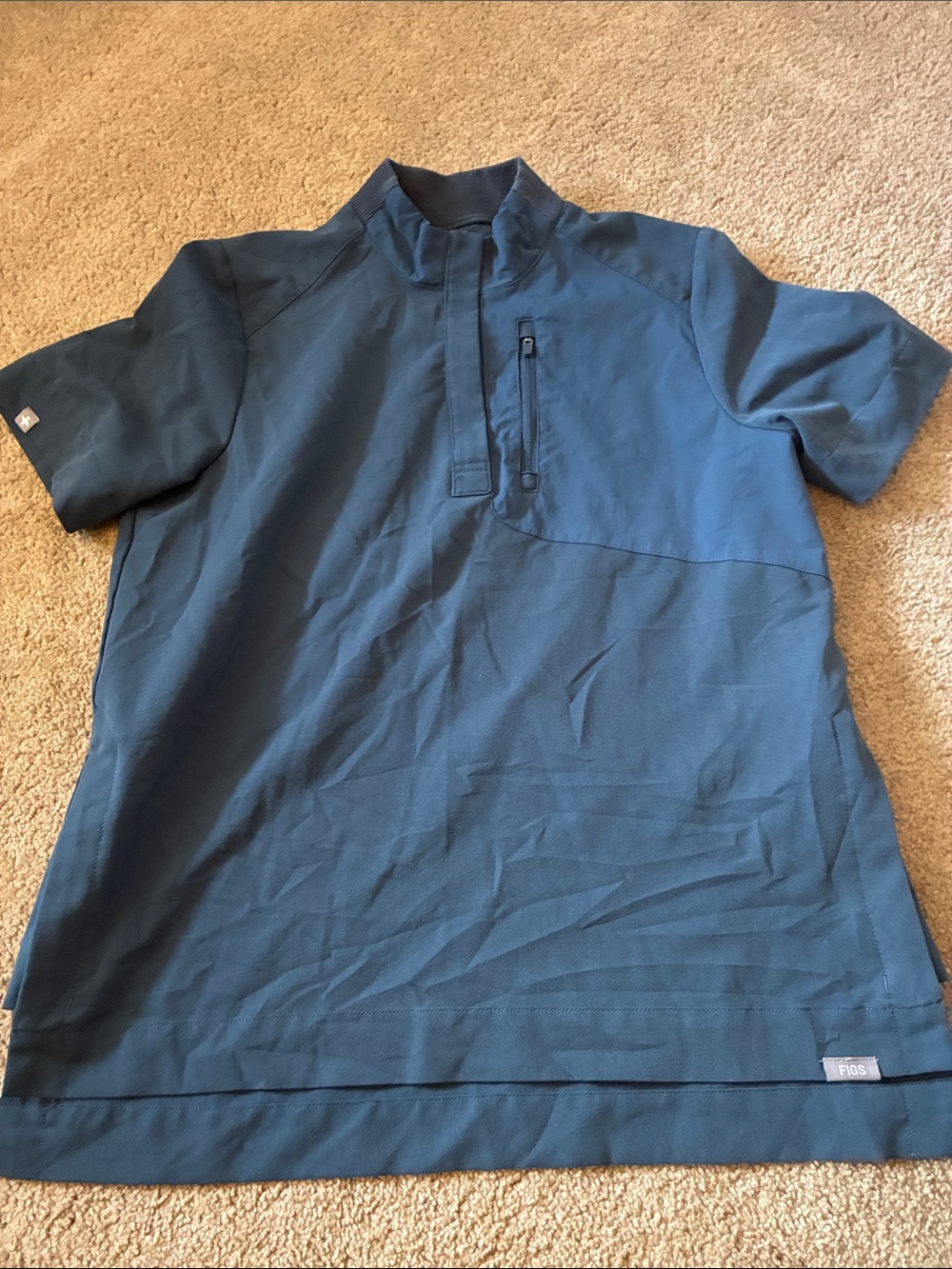 FIGS Limited Edition Jundah Classic Quarter-Zip Scrub Top - Dark Harbor Size XS